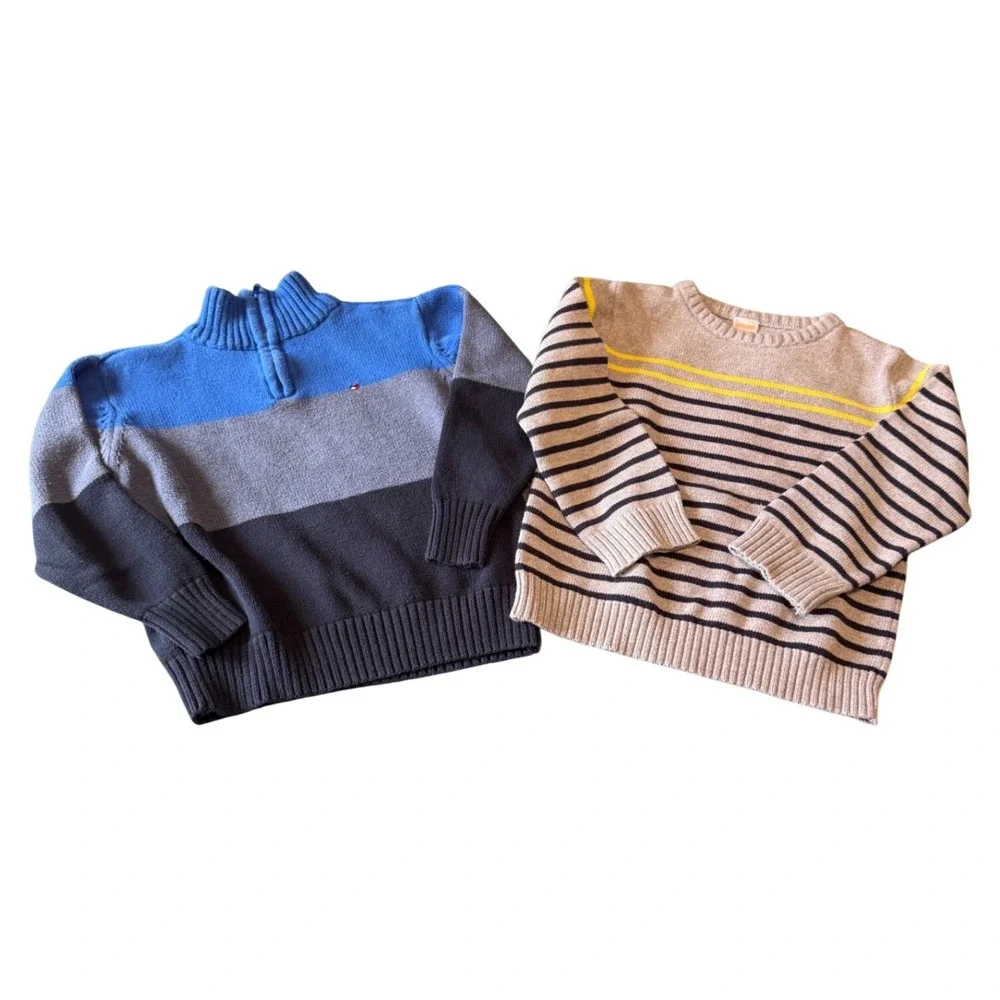 Tommy Hilfiger Quarter Zip & Gymboree Striped Sweaters Boys‎ Size 5 6 Bundle
